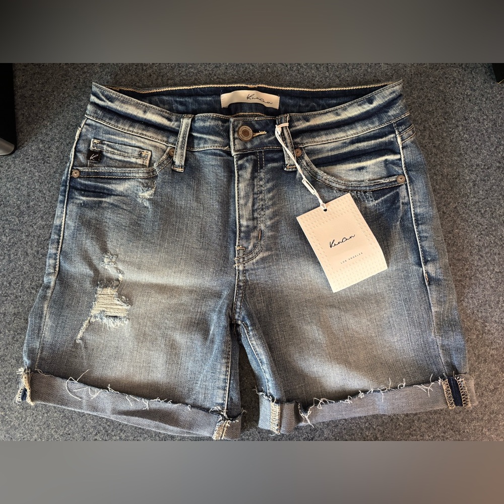 Kancan Blue Distressed Jean Shorts